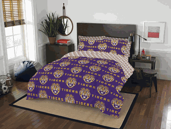 NCAA Rotary LSU Louisiana State 7 PC Full Bed In Bag Set