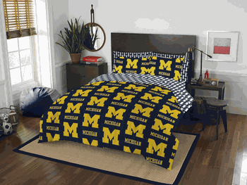 NCAA Rotary Michigan 7 PC Full Bed In Bag Set