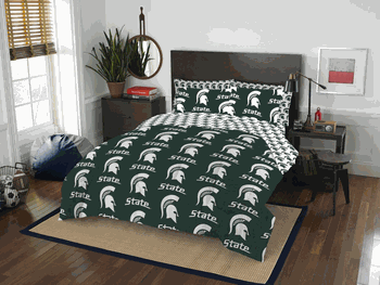 NCAA Rotary Michigan State 7 PC Queen Bed In Bag Set