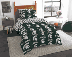 NCAA Rotary Michigan State Spartans 5 PC Twin Bed In Bag Set