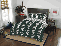 NCAA Rotary Michigan State Spartans 7 PC Queen Bed In Bag Set