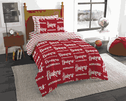 NCAA Rotary Nebraska Cornhuskers 5 PC Twin Bed In Bag Set