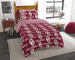 NCAA Rotary Oklahoma Sooners 5 PC Twin Bed In Bag Set