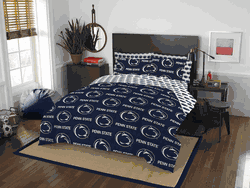 NCAA Rotary Penn State Nittany Lions 7 PC Queen Bed In Bag Set