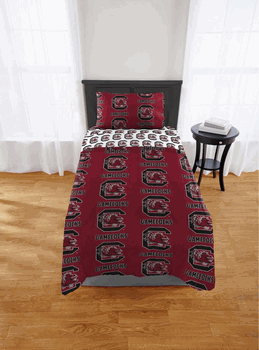 NCAA South Carolina Gamecocks Twin Rotary Bed In A Bag Set