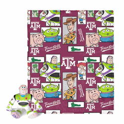 NCAA Texas A&M Aggies Disney Toy Story Buzz Lightyear Cameo Hugger Pillow & Silk Touch Throw Blanket Set 40x50 Inches