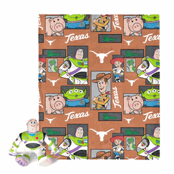 NCAA Texas Longhorns Disney Toy Story Buzz Lightyear Cameo Hugger Pillow & Silk Touch Throw Blanket Set 40x50 Inches