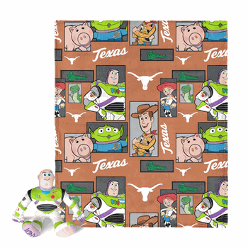NCAA Texas Longhorns Disney Toy Story Buzz Lightyear Cameo Hugger Pillow & Silk Touch Throw Blanket Set 40x50 Inches