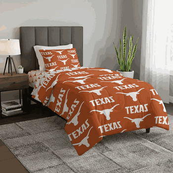 NCAA Texas Longhorns Twin Rotary Bed In A Bag Set