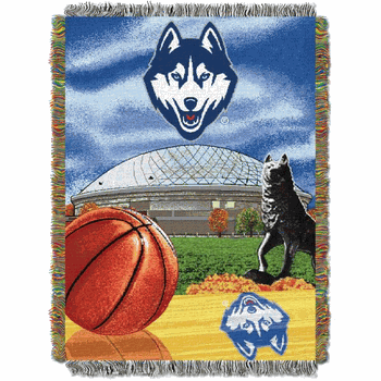 NCAA Uconn Homefield Advantage Woven Tapestry Throw Blanket 48x60 Inches