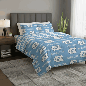 NCAA UNC Tarheels Rotary Queen Bed In UNC Bag Set
