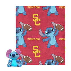 NCAA USC Trojans Spike Stitch Hugger Pillow & Silk Touch Throw Blanket Set 40x50 Inches