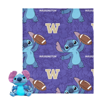 NCAA Washington Huskies Enroll Stitch Hugger Pillow & Silk Touch Throw Blanket Set 40x50 Inches