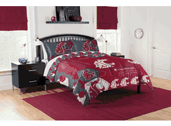NCAA Washington State Cougars Hexagon Take F/Q Comforter Set