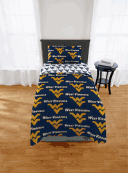 NCAA West Virginia Mountaineers Mountaineers Twin Rotary Bed In A Bag Set