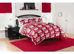 NCAA Wisconsin Badgers Badgers Rotary Queen Bed In A Bag Set
