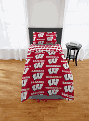 NCAA Wisconsin Badgers Badgers Twin Rotary Bed In A Bag Set