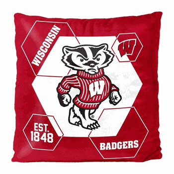 NCAA Wisconsin Connector Velvet Reverse Pillow 16x16 Inches