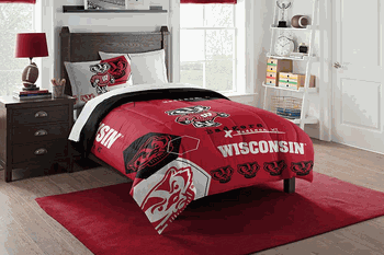NCAA Wisconsin Hexagon Twin Comforter Set