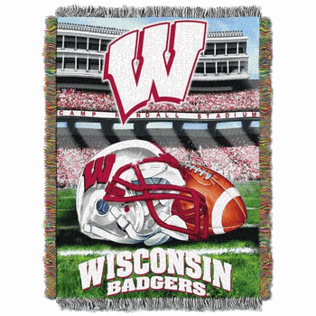 NCAA Wisconsin Homefield Advantage Woven Tapestry Throw Blanket 48x60 Inches