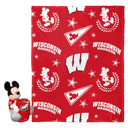 NCAA Wisconsin Pennant Mickey Hugger Pillow & Silk Touch Throw Set