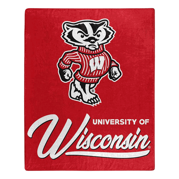 NCAA Wisconsin Signature Raschel Throw Blanket 50x60 Inches