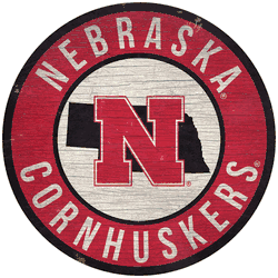 Nebraska Cornhuskers 12 in. Circle w/ State Sign
