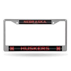 Nebraska Cornhuskers  12" x 6" Silver Bling Chrome Car/Truck/SUV Auto Accessory