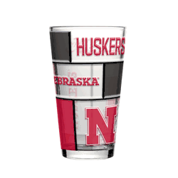 Nebraska Cornhuskers 16oz Quilted Stained Pint Glass