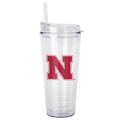 Nebraska Cornhuskers 22oz Flipside Dbl Wall Clear Tumbler