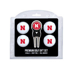 Nebraska Cornhuskers 4 Ball Gift Set + Divot Tool & Marker