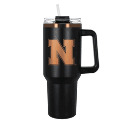 Nebraska Cornhuskers 40oz Black and Copper Colossus Travel Mug with Straw