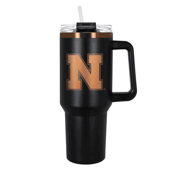 Nebraska Cornhuskers 40oz Black and Copper Colossus Travel Mug with Straw