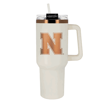 Nebraska Cornhuskers 40oz Crme and Copper Colossus Travel Mug with Straw