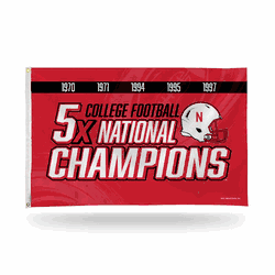 Nebraska Cornhuskers 5 Time College Football Champs Banner Flag