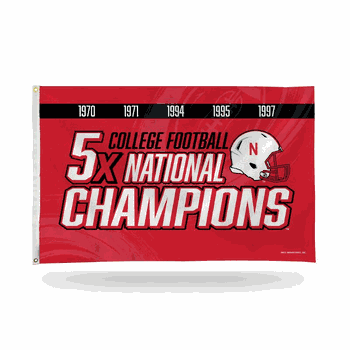 Nebraska Cornhuskers 5 Time College Football Champs Banner Flag