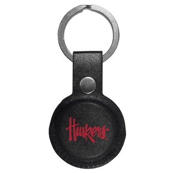 Nebraska Cornhuskers AirTag Compatible Leather Key Chain