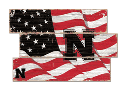 Nebraska Cornhuskers American Flag 3 Plank