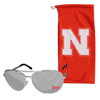 Nebraska Cornhuskers Aviator Sunglasses and Bag Set
