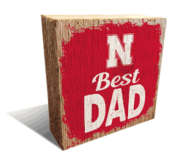 Nebraska Cornhuskers Best Dad 6x6 Wood Block