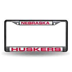Nebraska Cornhuskers Black 12" x 6" Black Laser Cut Chrome Frame