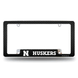 Nebraska Cornhuskers Black 12" x 6" Chrome All Over Automotive License Plate Frame for Car/Truck/SUV