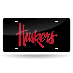 Nebraska Cornhuskers Black 12" x 6" Laser Cut Tag For Car/Truck/SUV