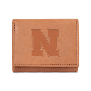Nebraska Cornhuskers  Brown Embossed Genuine Leather Tri-Fold Wallet