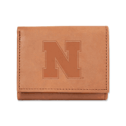 Nebraska Cornhuskers  Brown Embossed Genuine Leather Tri-Fold Wallet