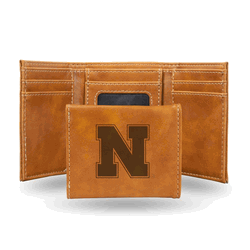 Nebraska Cornhuskers Brown Laser Engraved Faux Leather Trifold