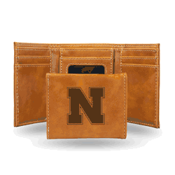 Nebraska Cornhuskers Brown Laser Engraved Tri-Fold Wallet