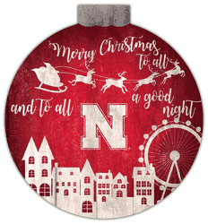 Nebraska Cornhuskers Christmas Village 12in Wall Art