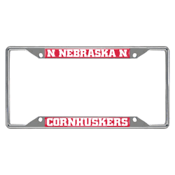 Nebraska Cornhuskers Chrome Metal License Plate Frame, 6.25in x 12.25in