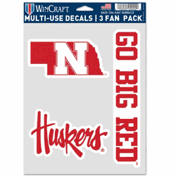 Nebraska Cornhuskers Decal Multi Use Fan 3 Pack